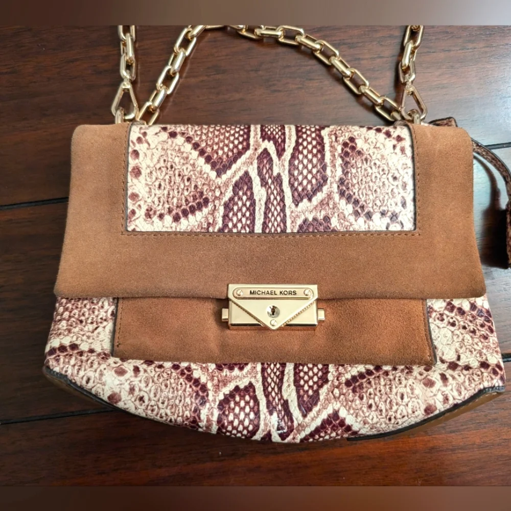 Michael Kors Cece Snakeskin Print Medium Shoulder Bag - Picture 1 of 13